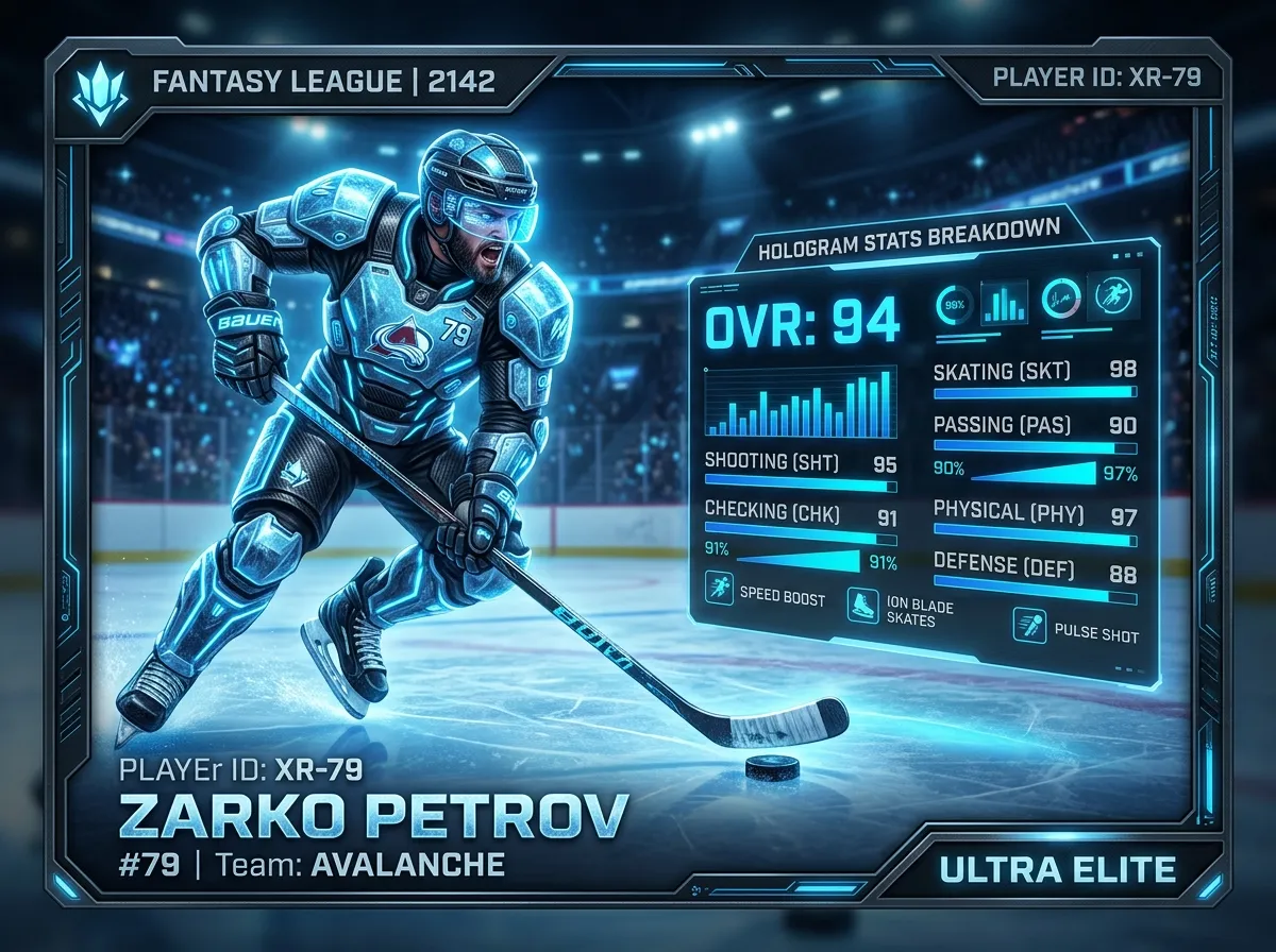 Fantasy Ice Hockey Player Hologram Card